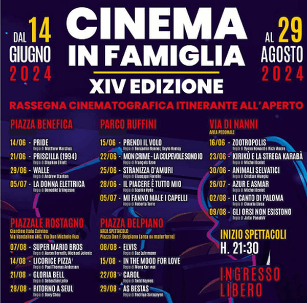 Cinema in Famiglia, Torino. Rassegna estiva