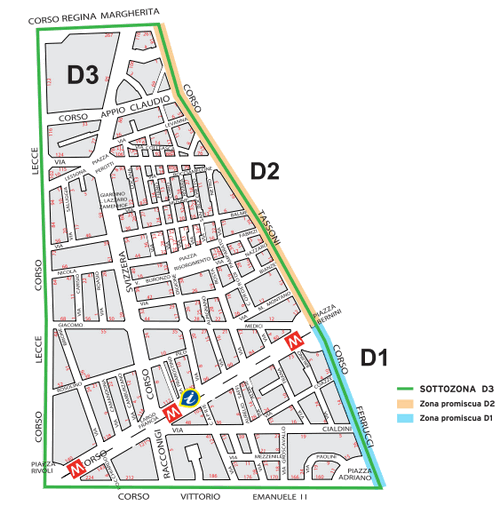 Parcheggi Torino a pagamento, strisce blu zona D3