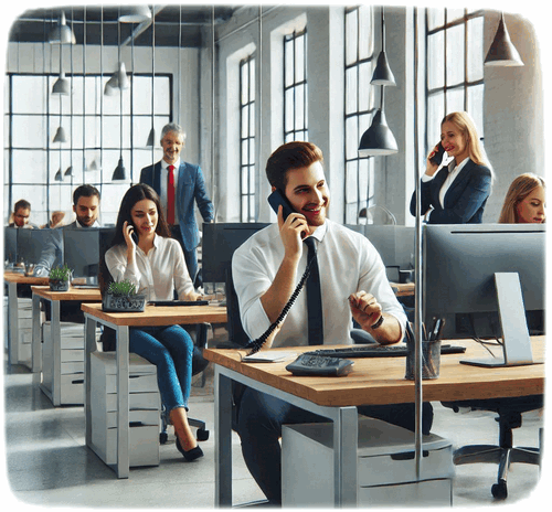 Lavoro, ufficio, gente al PC o al telefono