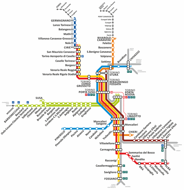 Mappa treni SFM Torino